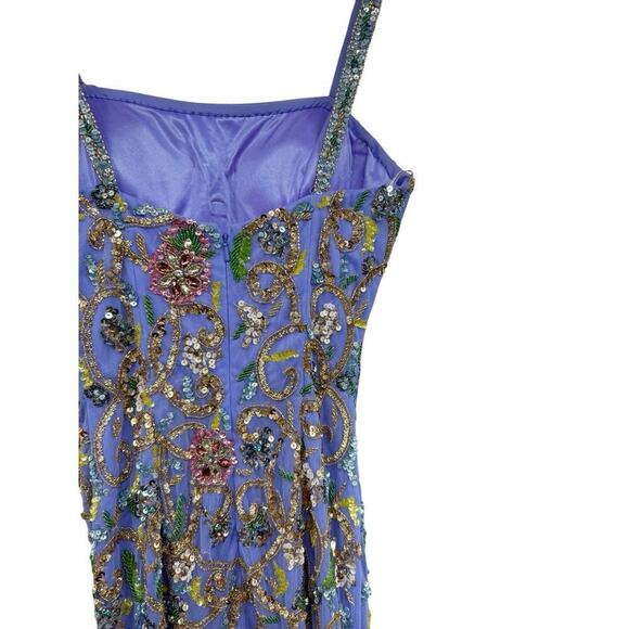 Sherri Hill Purple Fully Beaded Gown Dress Prom Pageant Womens Size 0 - Picture 15 of 16